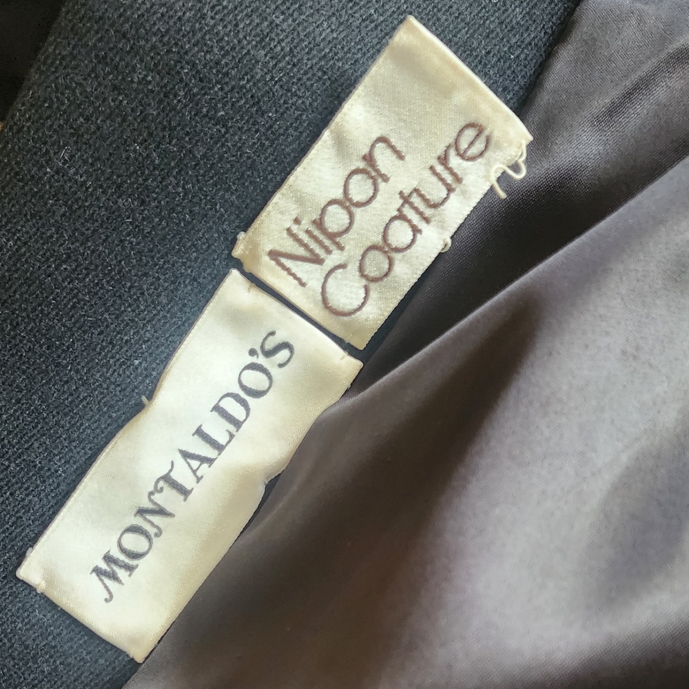 Montaldo's Nipan Coature Vintage Wool Elegant Black Long Coat Sz 10 - Picture 9 of 16